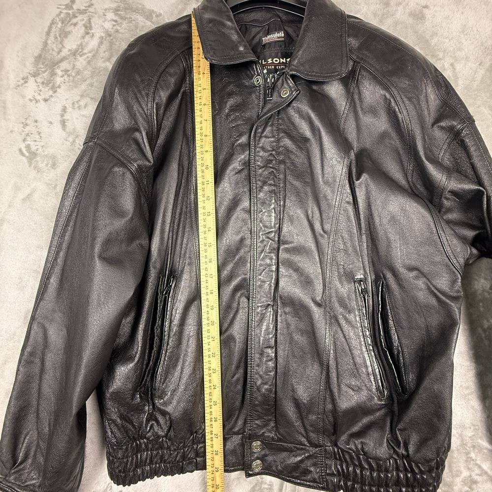 Wilsons Leather Experts Men's XLT Thinsulate 3M Heavy Zip Jacket Black‎ VTG - Picture 8 of 15